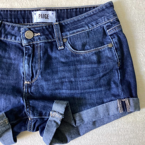 PAIGE Jimmy Jimmy Shorts Woman’s Size 25 Blue Cuffed Hem Sold Out on Revolve - Picture 4 of 13